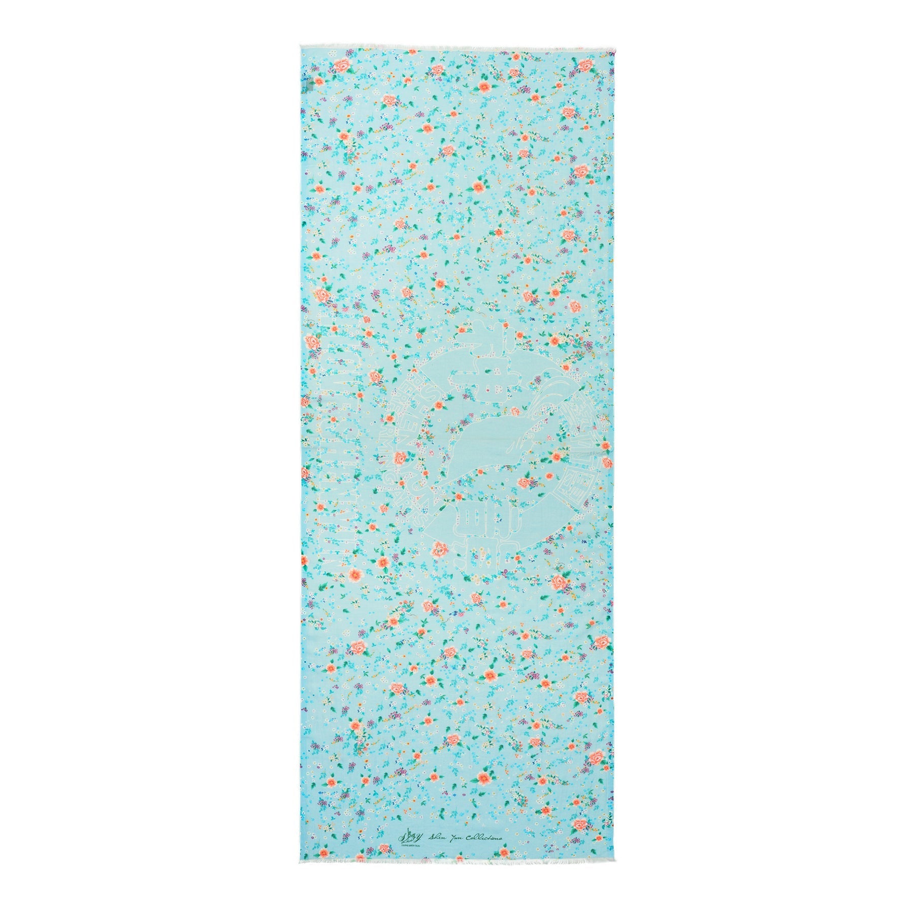 Celestial Flowers Long Scarf Blue Overall Vertical - Shen Yun Collections