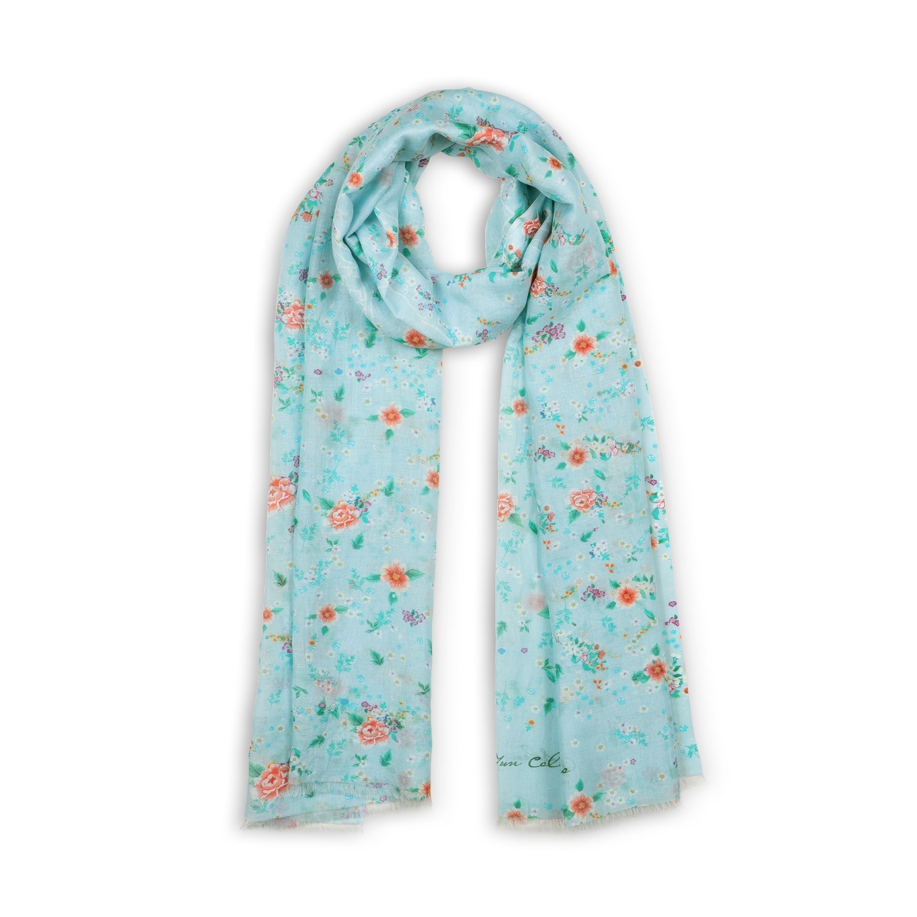 Celestial Flowers Long Scarf Blue Folded - Shen Yun Collections