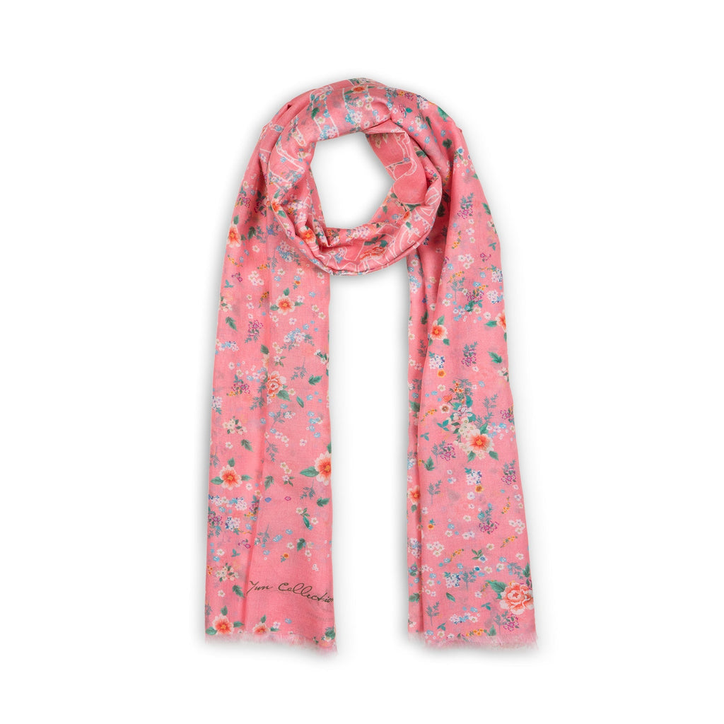 Celestial Flowers Long Scarf Pink Folded - Shen Yun Collections