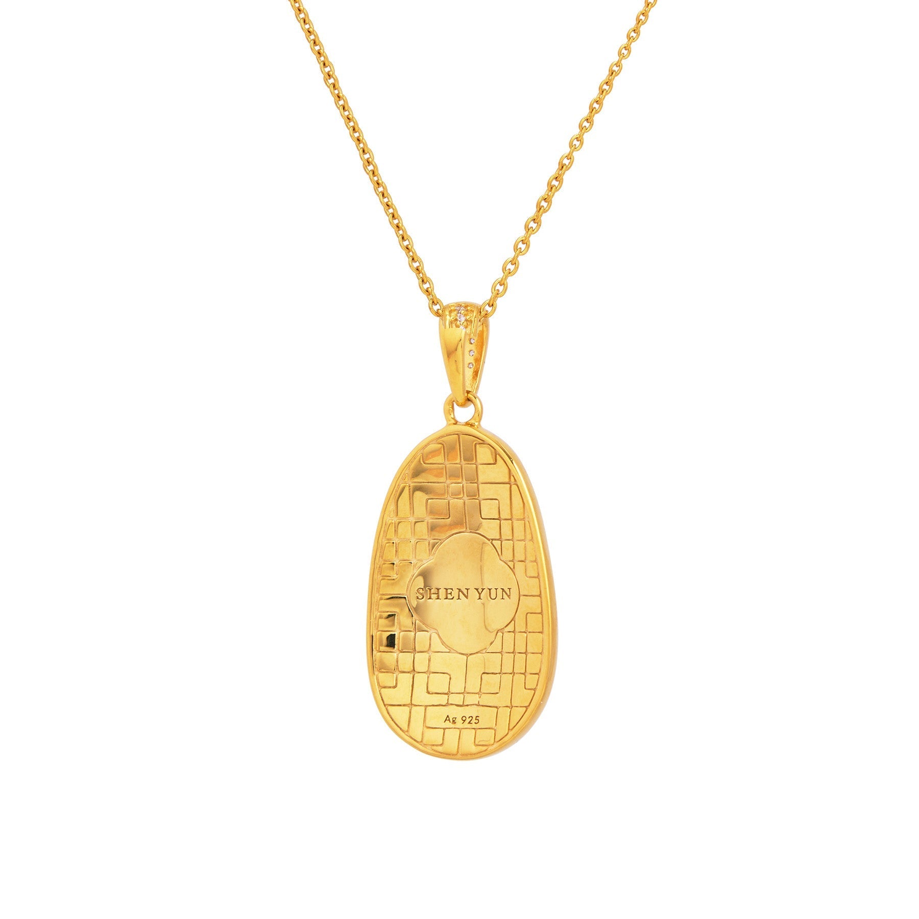 Plum Blossom Mosaic Mother of Pearl Necklace Gold