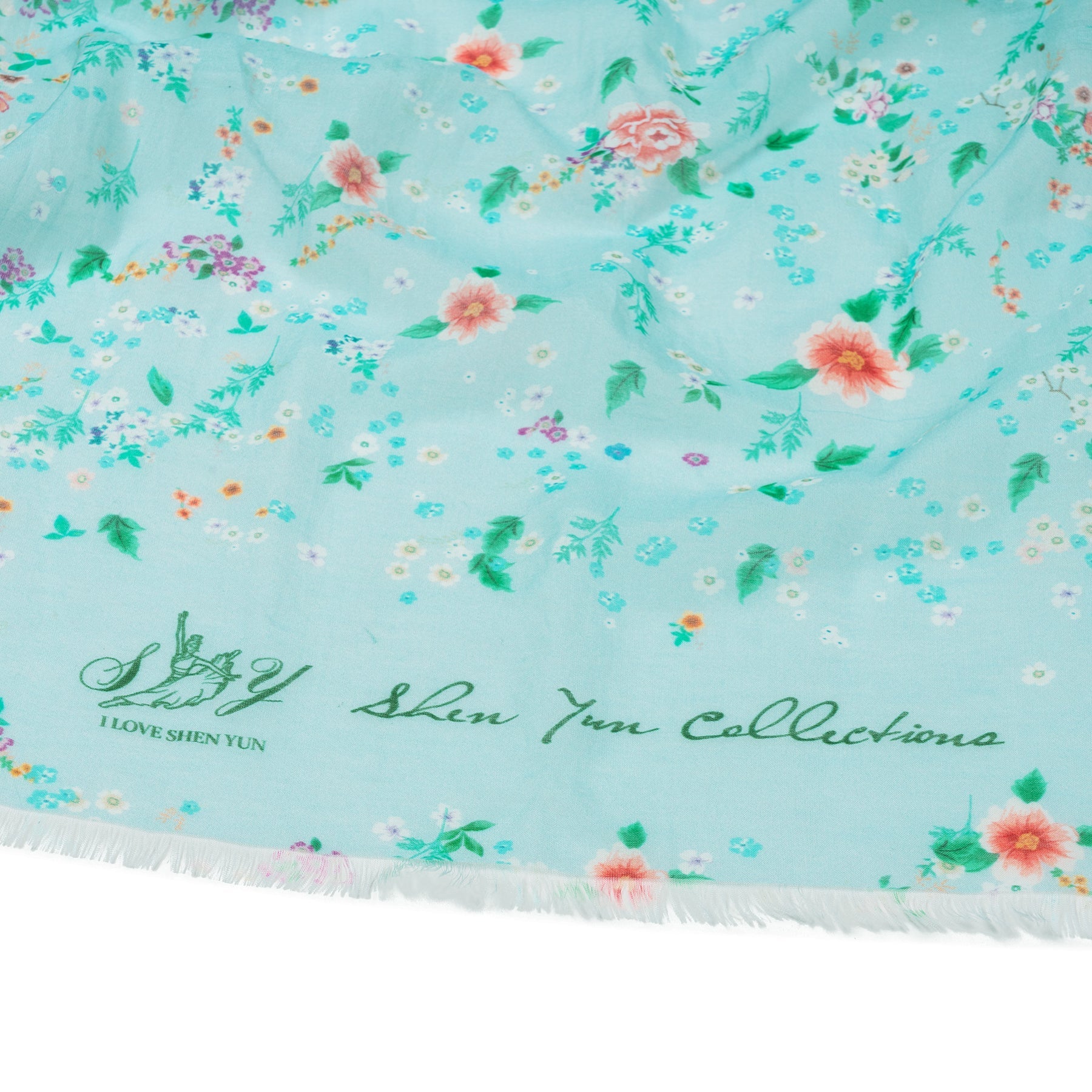 Celestial Flowers Long Scarf Blue Signature - Shen Yun Collections