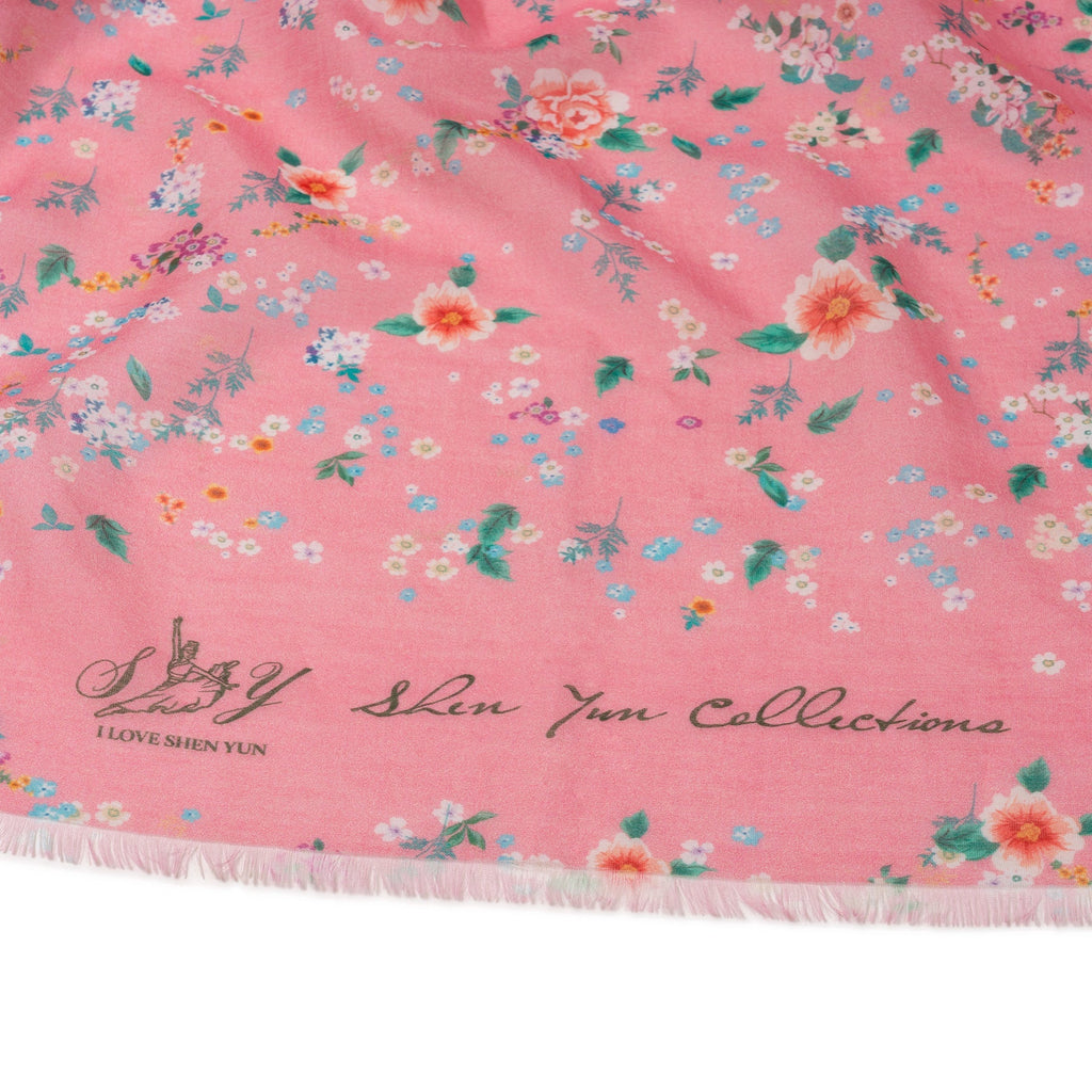 Celestial Flowers Long Scarf Pink Signature - Shen Yun Collections
