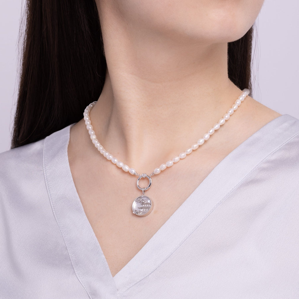 Pearl Charm Clasp Necklace Silver Modeling - Shen Yun Collections