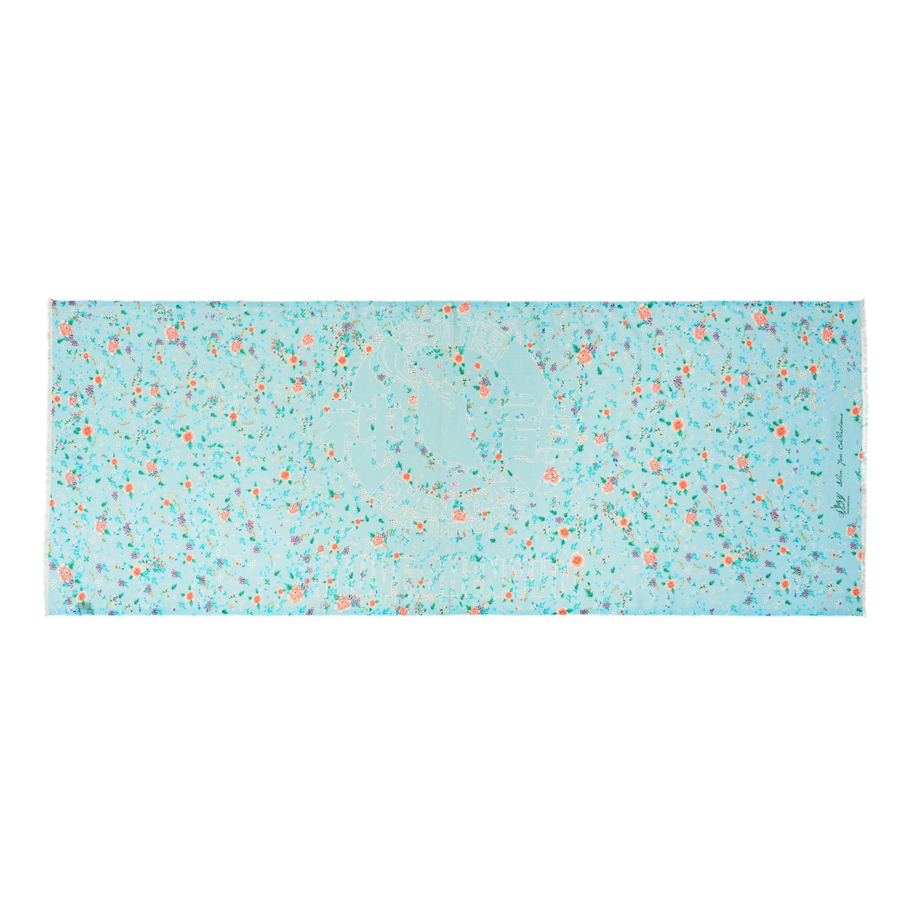 Celestial Flowers Long Scarf Blue Overall Horizontal- Shen Yun Collections