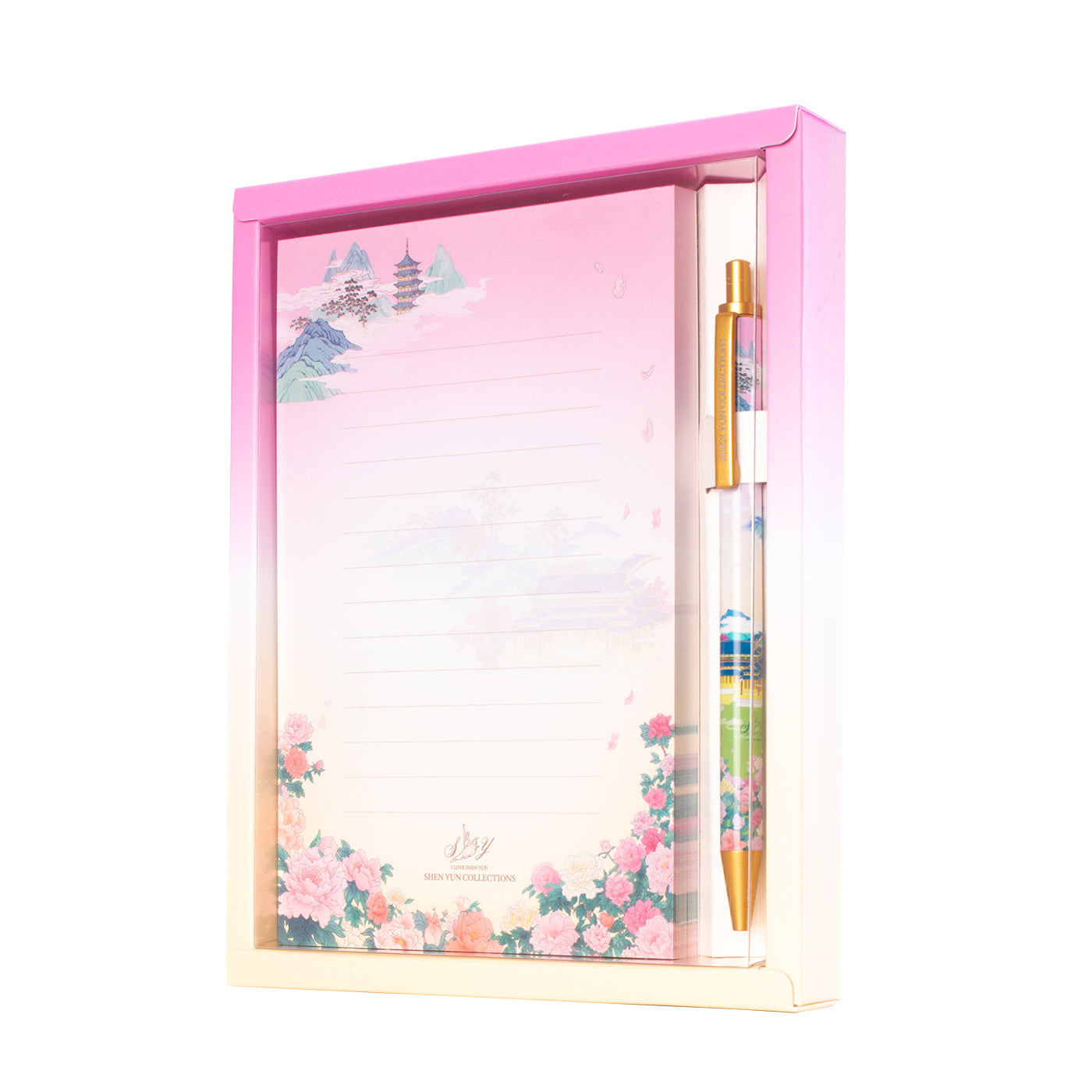 Delicate Beauty of Han Notepad and Pen Set Package Side View - Shen Yun Collections