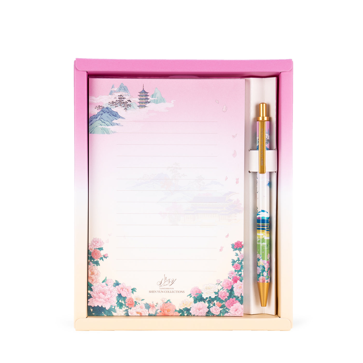 Delicate Beauty of Han Notepad and Pen Set Package Front View - Shen Yun Collections