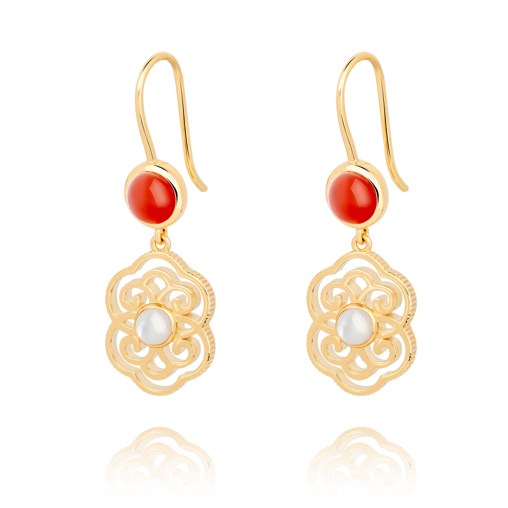 Blissful Ruyi Hook Earrings with Carnelian