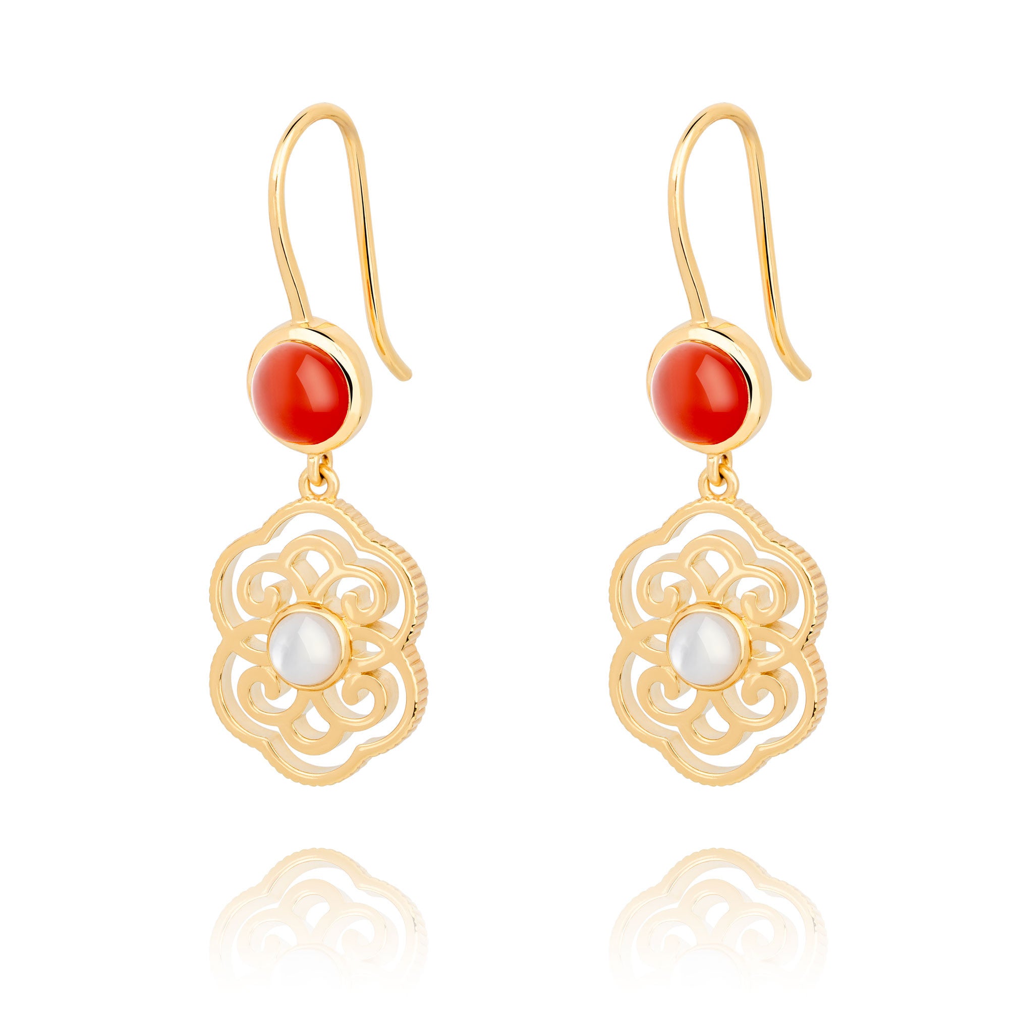 Blissful Ruyi Hook Earrings with Carnelian