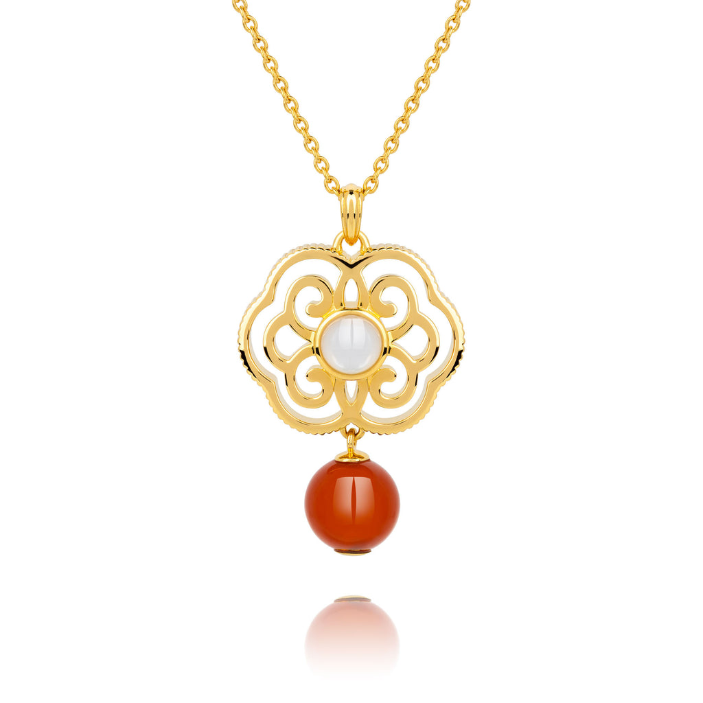 Blissful Ruyi Necklace with Carnelian