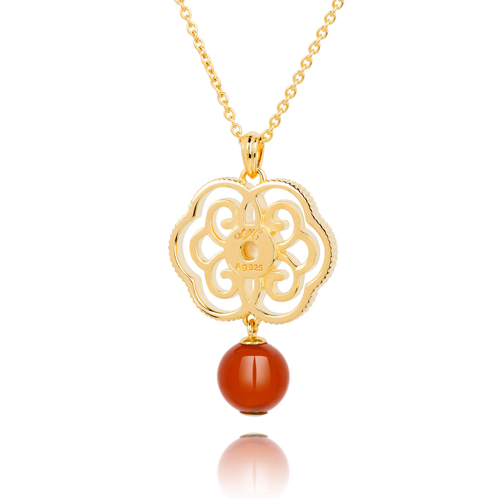 Blissful Ruyi Necklace with Carnelian