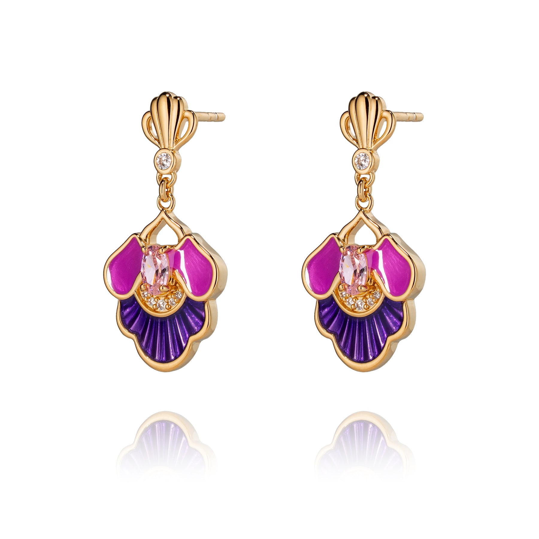 Tang Flowing Gowns Drop Earrings Purple