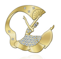 Fan Dance Brooch Gold