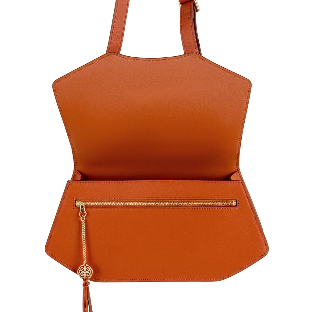 Manchurian Elegance Crossbody Bag Orange Brown