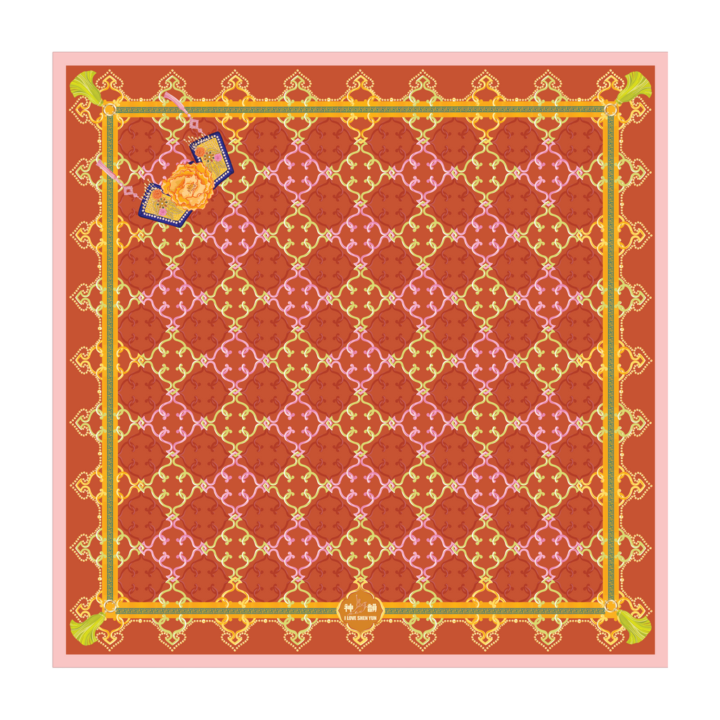 Manchurian Elegance Silk Scarf Bronze (23"x23") Image 1 | Shen Yun Collections