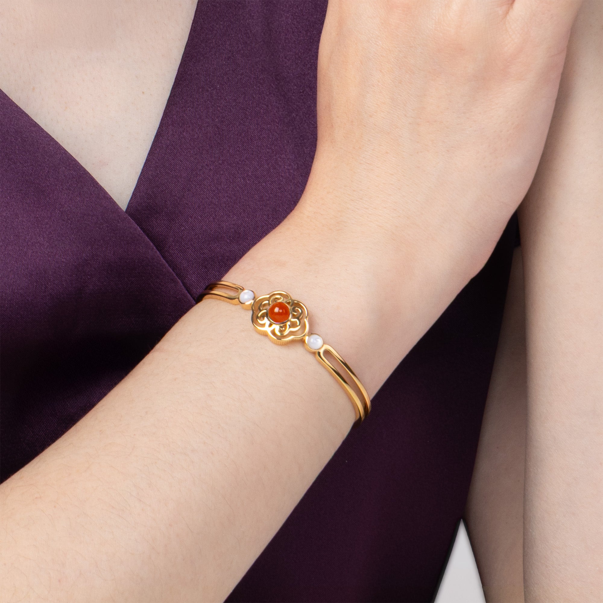 Blissful Ruyi Bangle with Carnelian