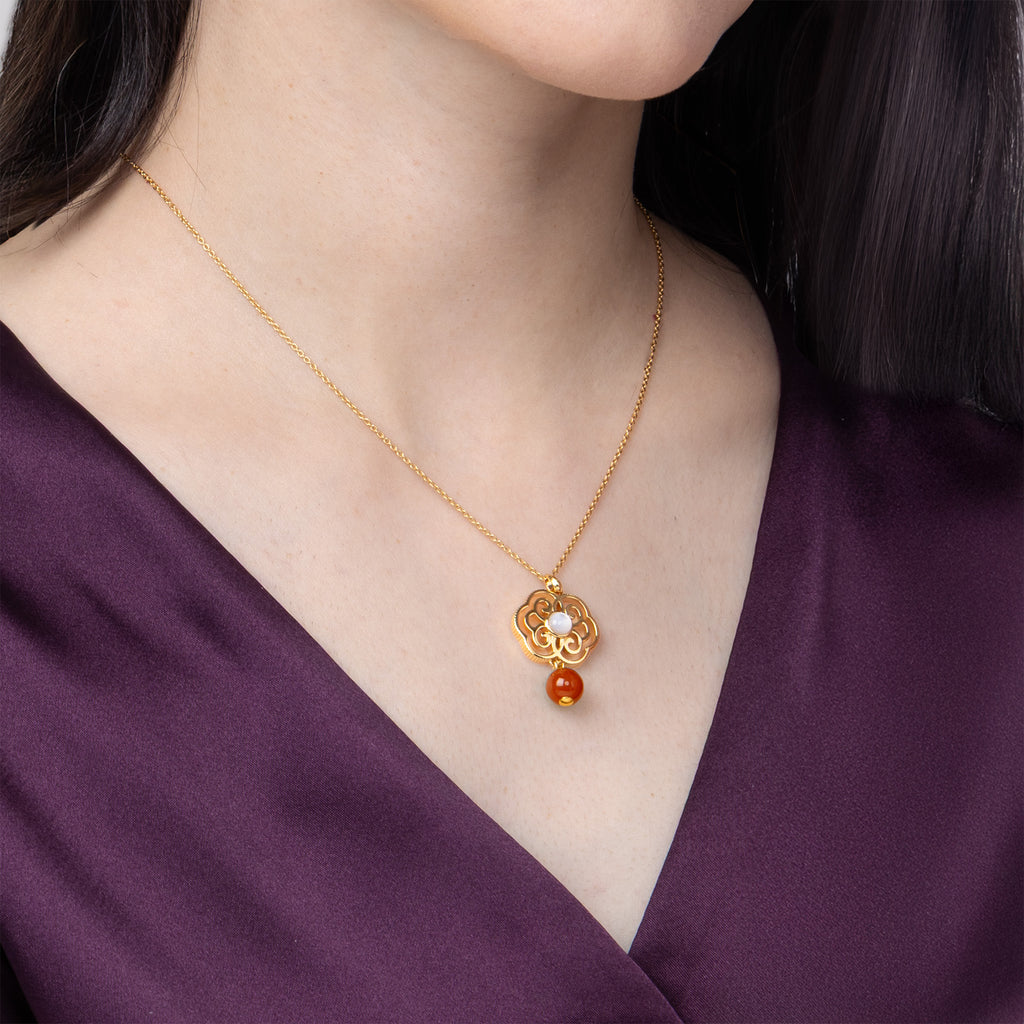 Blissful Ruyi Necklace with Carnelian