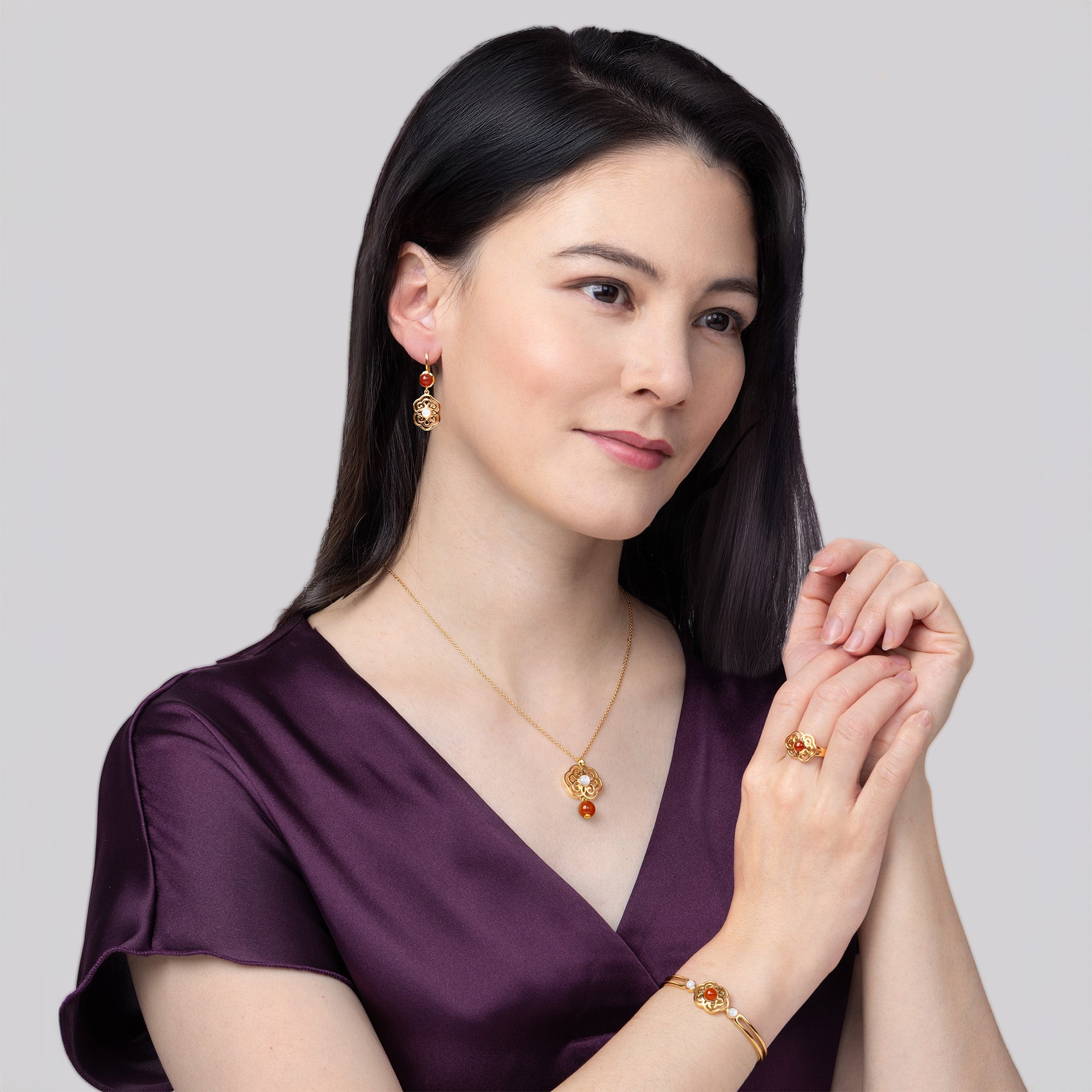 Blissful Ruyi Ring with Carnelian