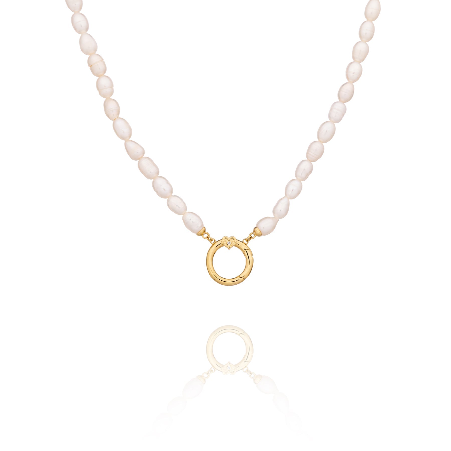 Pearl Charm Clasp Necklace Gold - Shen Yun Collections