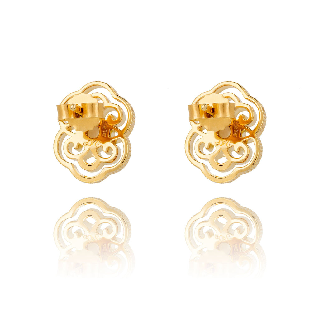Blissful Ruyi Stud Earrings with White Mother of Pearl