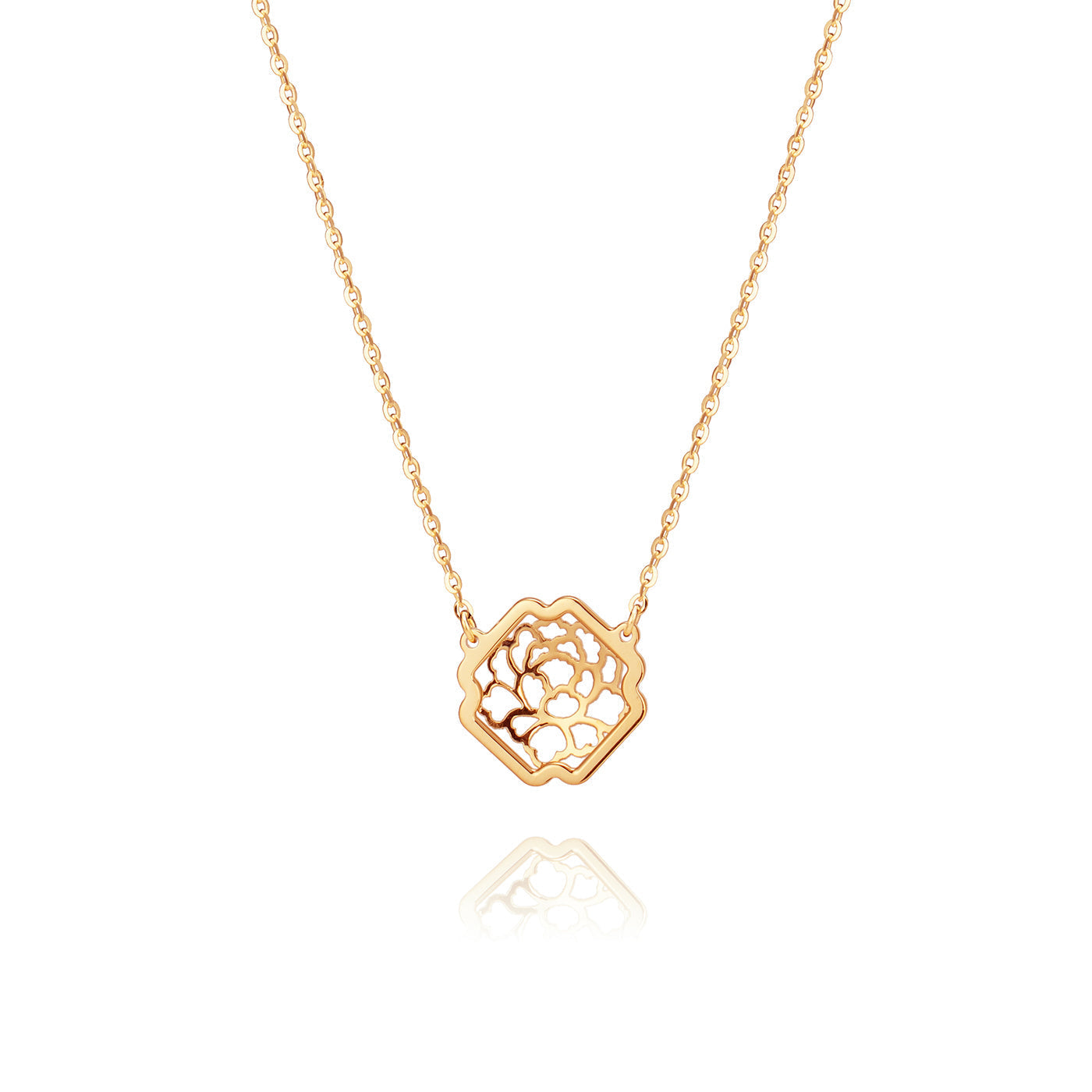 Tang Elegance Necklace 14kt Yellow Gold Rear View - Shen Yun Collections