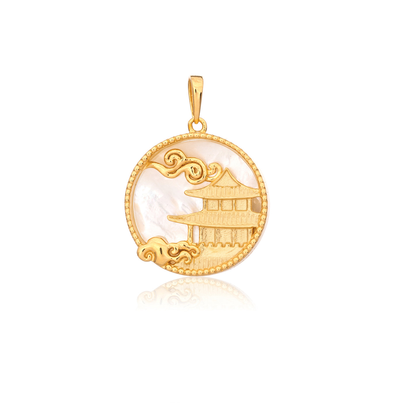 Mystical Moon Palace Charm Gold 18mm Front - Shen Yun Collections
