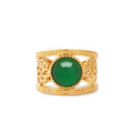 Golden Tang Peony Ring Green Front | Shen Yun Collections
