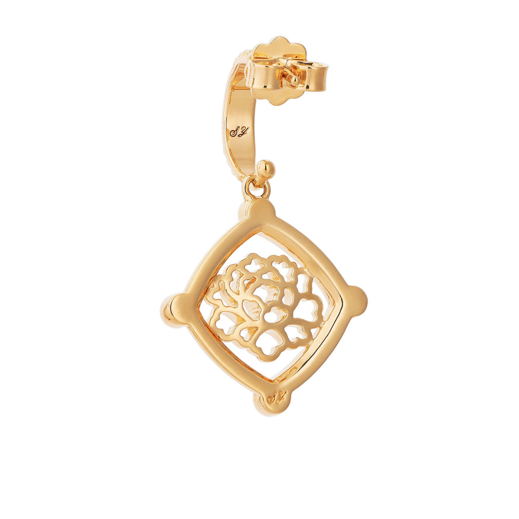 Golden Tang Peony Dangle Earrings Back | Shen Yun Collections
