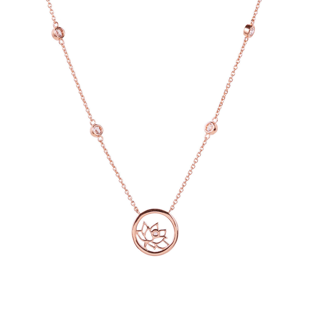 Lotus Fairies Necklace 17" Rose Gold Back View - Shen Yun Collections