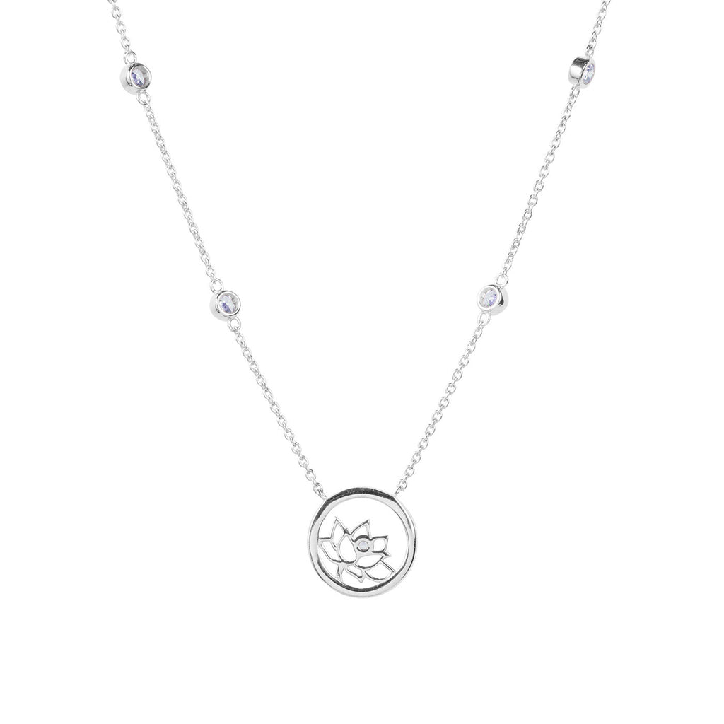 Lotus Fairies Necklace 17" Silver Back View - Shen Yun Collections