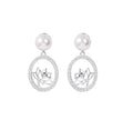 Lotus Fairies Drop Earrings Silver Front View - Shen Yun Collections