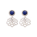 Majestic Tang Peony Earrings Silver with Lapis Front | Shen Yun Collections
