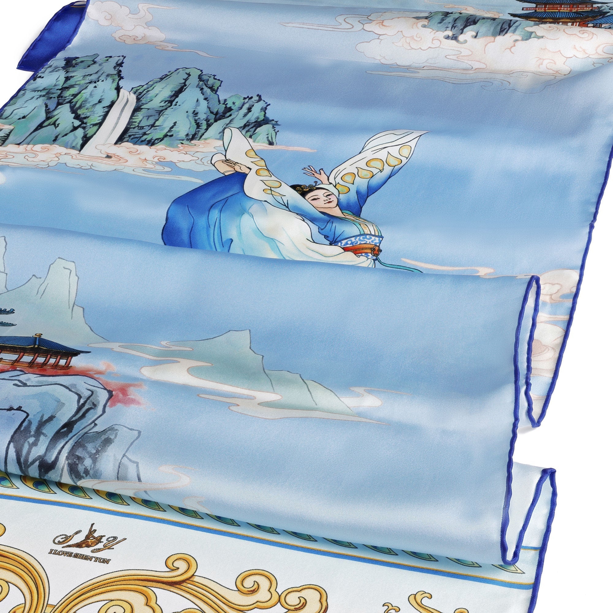 Phoenix of the Sapphire World Silk Long Scarf Image 3 | Shen Yun Collections