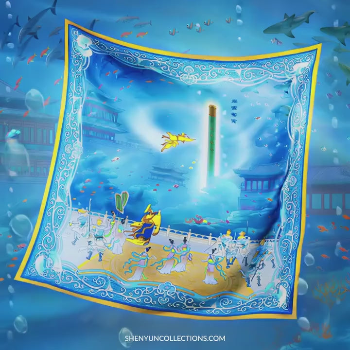 Monkey King and the Dragon Palace Silk Scarf