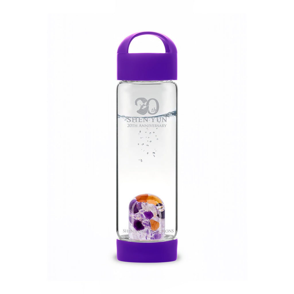 Gemstone Bottle Anti-Slip Silicone Grip Handle Amethyst