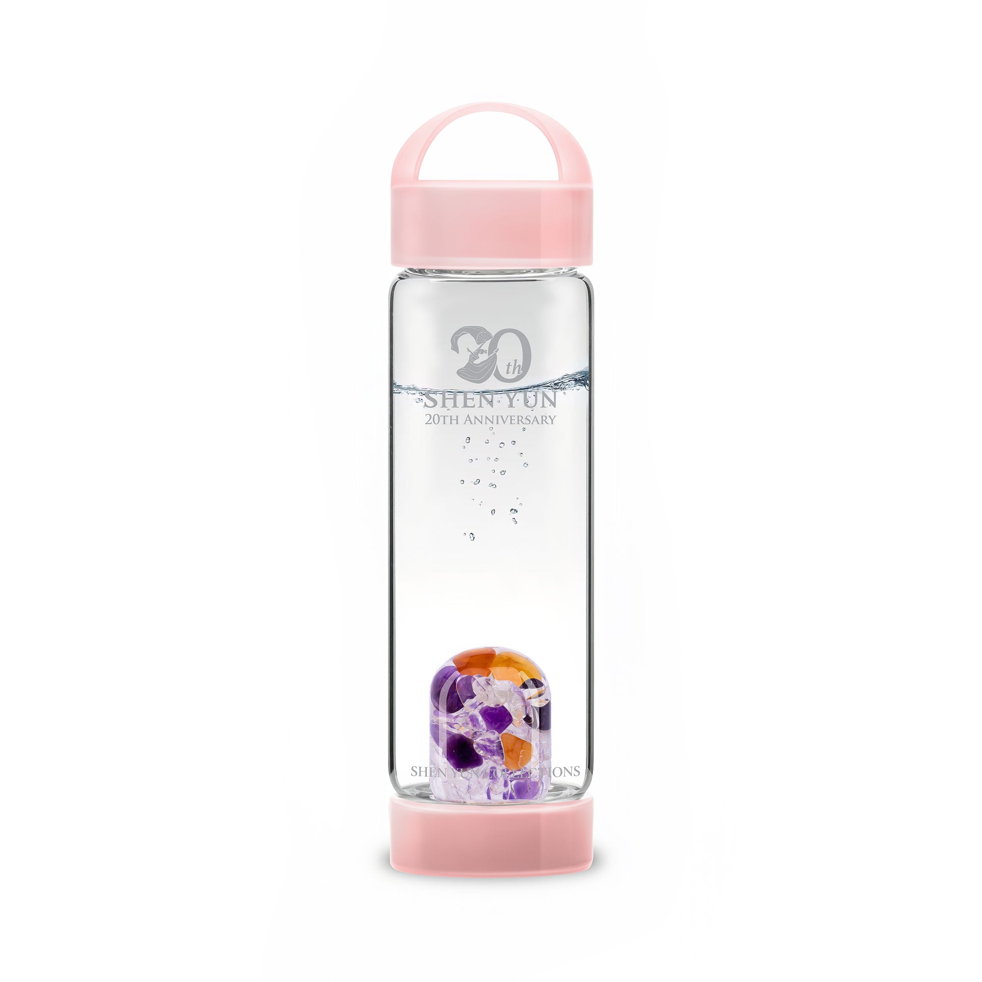 Gemstone Bottle Anti-Slip Silicone Grip Handle Rose